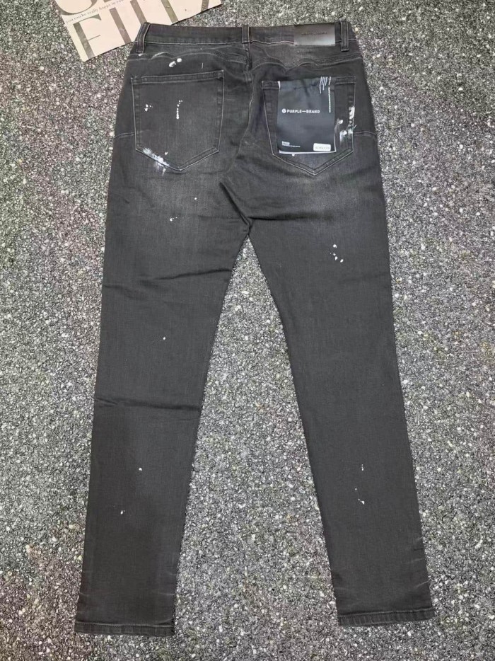 Purple Brand 1:1 quality version Black Washed Paint Splatter Scratch Distress Slim Jeans 29528730