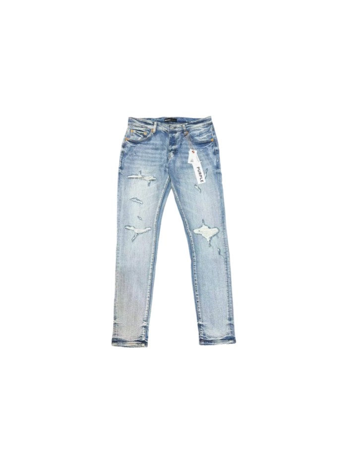 Purple Brand 1:1 quality version Wash Blue Star Rip Exposed White Weave Slim Jeans 29528748