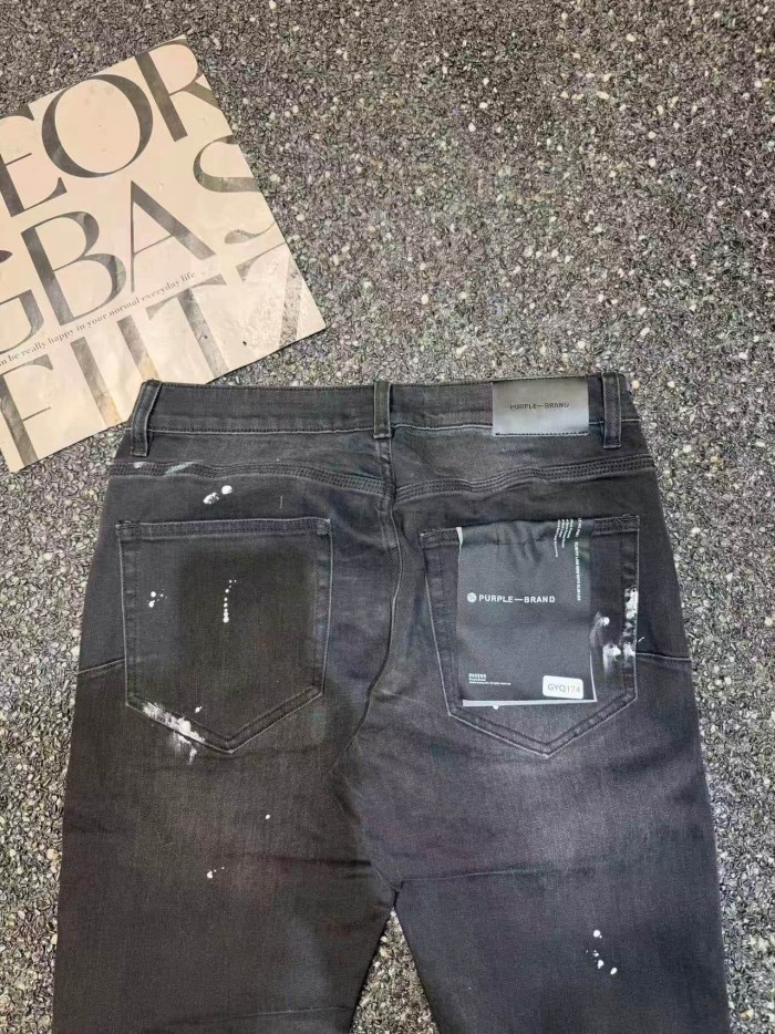 Purple Brand 1:1 quality version Black Washed Paint Splatter Scratch Distress Slim Jeans 29528730