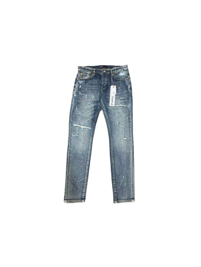 Purple Brand 1:1 quality version Dark Blue Wash Red White Paint Splatter Subtle Rip Slim Jeans 29528738