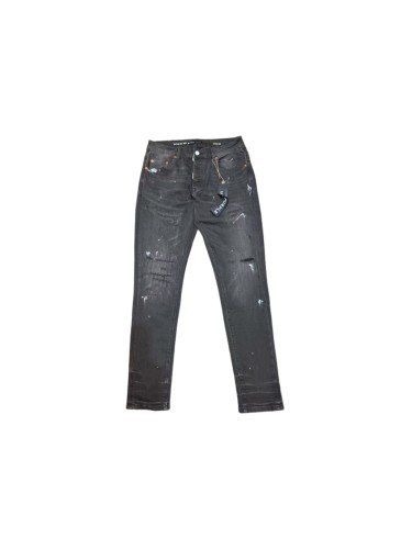 Purple Brand 1:1 quality version Black Washed Paint Splatter Scratch Distress Slim Jeans 29528730