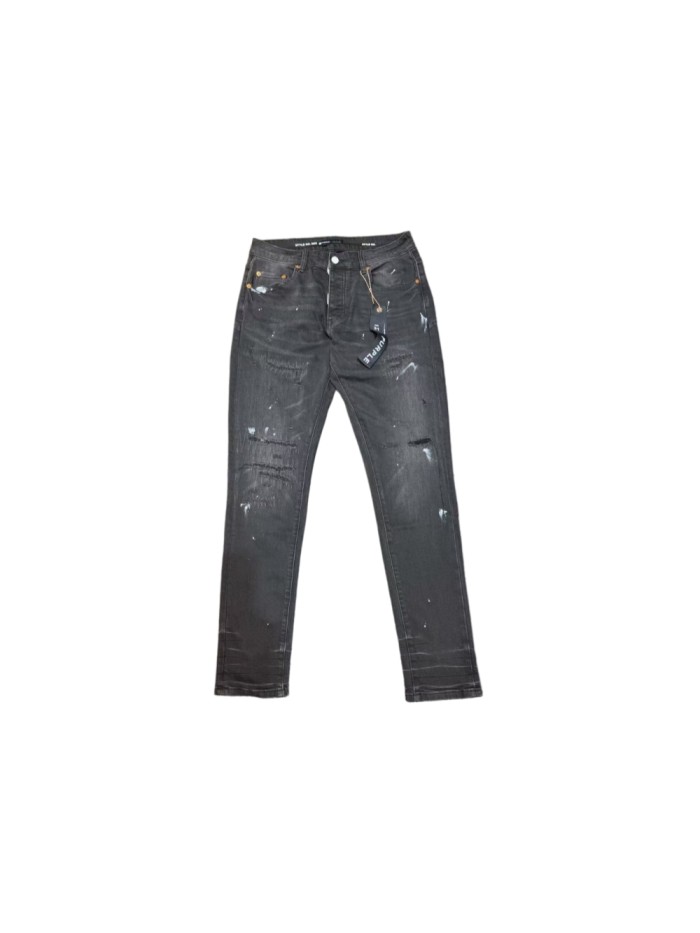 Purple Brand 1:1 quality version Black Washed Paint Splatter Scratch Distress Slim Jeans 29528730