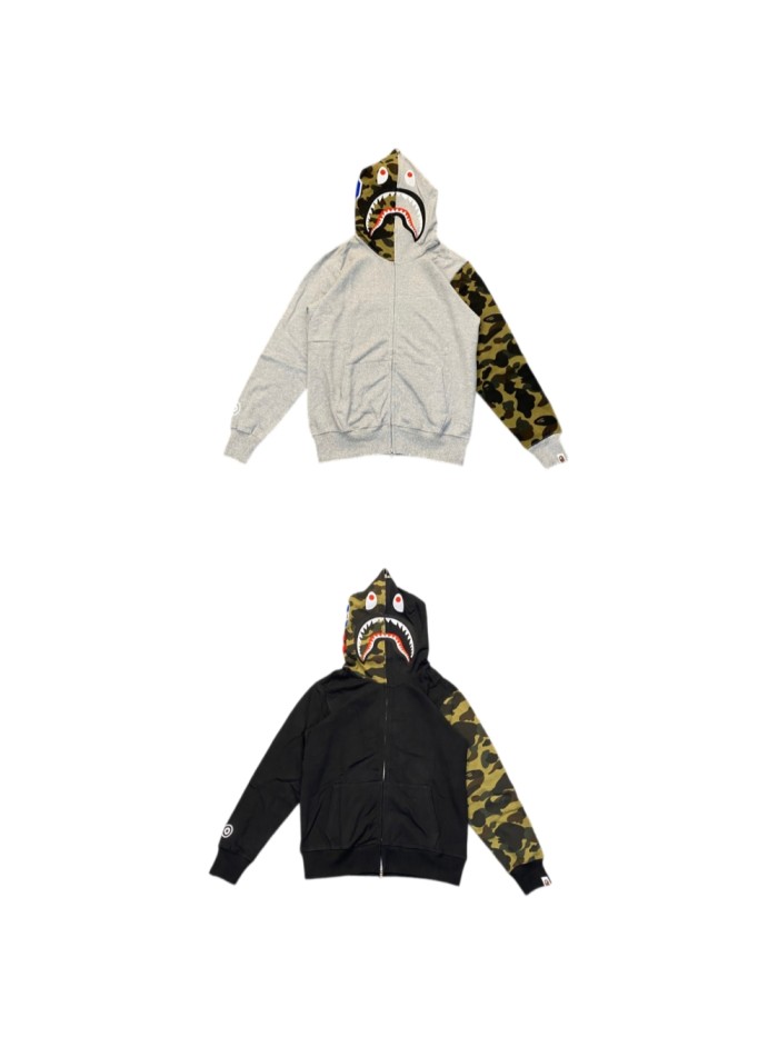 A Bathing Ape Bape 1:1 quality version Shark Spliced Camouflage WGM Logo Zip Couple Hoodie 2 colors 29530948