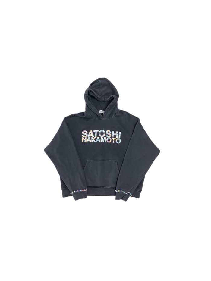 Satoshi Nakamoto Wash Chest Colorful Rhinestone Large Letter Cuff Rhinestone Hoodie 29531088