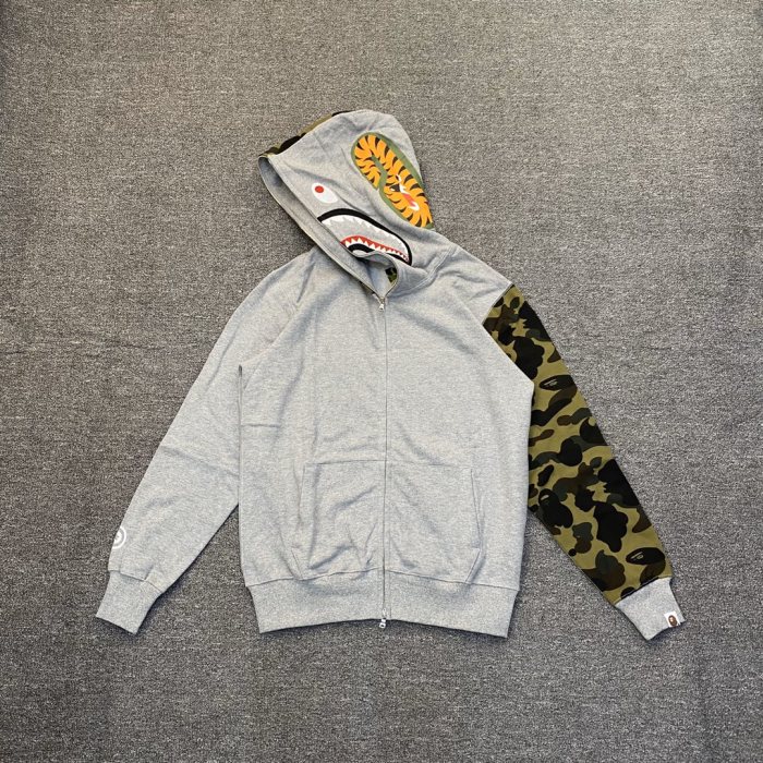 A Bathing Ape Bape 1:1 quality version Shark Spliced Camouflage WGM Logo Zip Couple Hoodie 2 colors 29530948