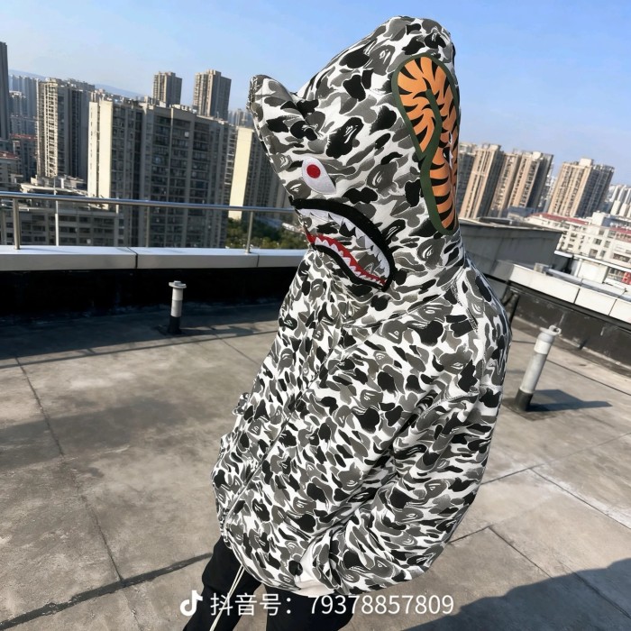 A Bathing Ape Bape 1:1 quality version Ink Wash Camouflage Shark Zip Up Couple Hoodie 29530919