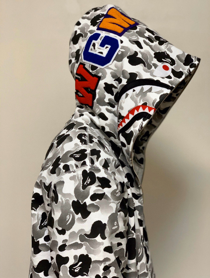 A Bathing Ape Bape 1:1 quality version Ink Wash Camouflage Shark Zip Up Couple Hoodie 29530919