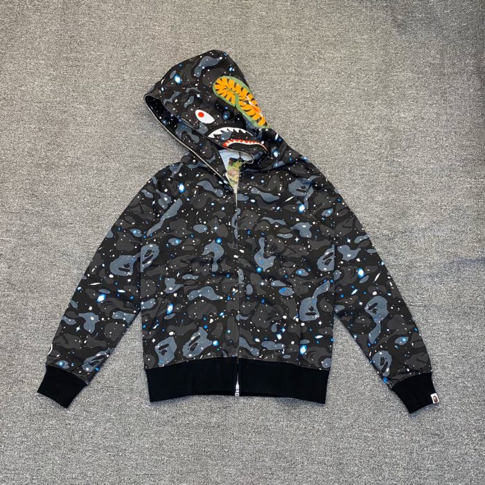 A Bathing Ape Bape 1:1 quality version Star Camouflage Shark Hood Zip Couple Hoodie 2 colors 29530910