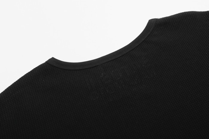 Satoshi Nakamoto Waffle Knit Chest Large Letter Crewneck Long Sleeve Tee 2 colors 29531085