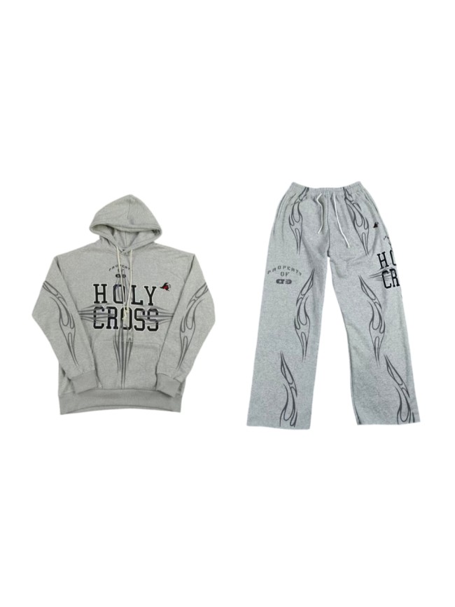 Hellstar Studio Fleece Holy Cross Flame Totem Print Hoodie & Pants Set 29500793