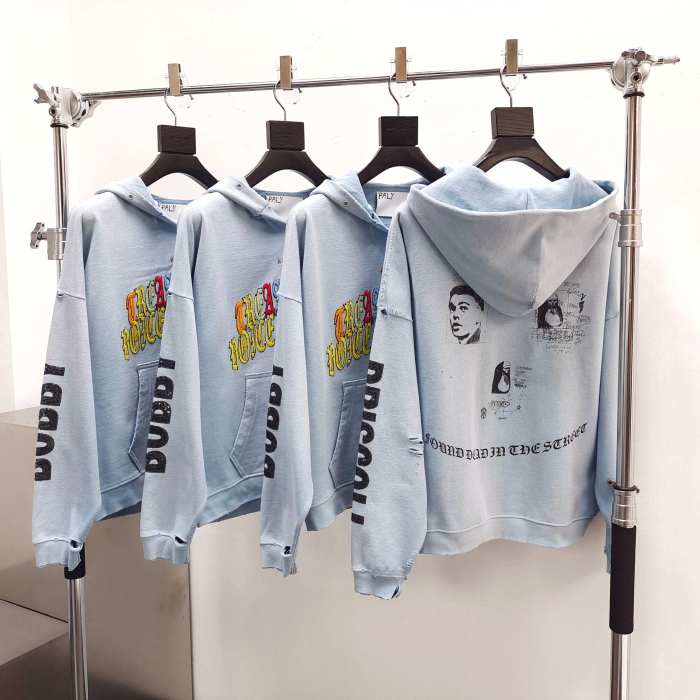 Paly Hollywood [Big & Tall for weights up to 220 lbs] 1:1 quality version Paly Hollywood Light Blue Graphic Hoodie
