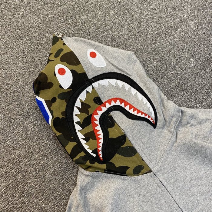 A Bathing Ape Bape 1:1 quality version Shark Spliced Camouflage WGM Logo Zip Couple Hoodie 2 colors 29530948