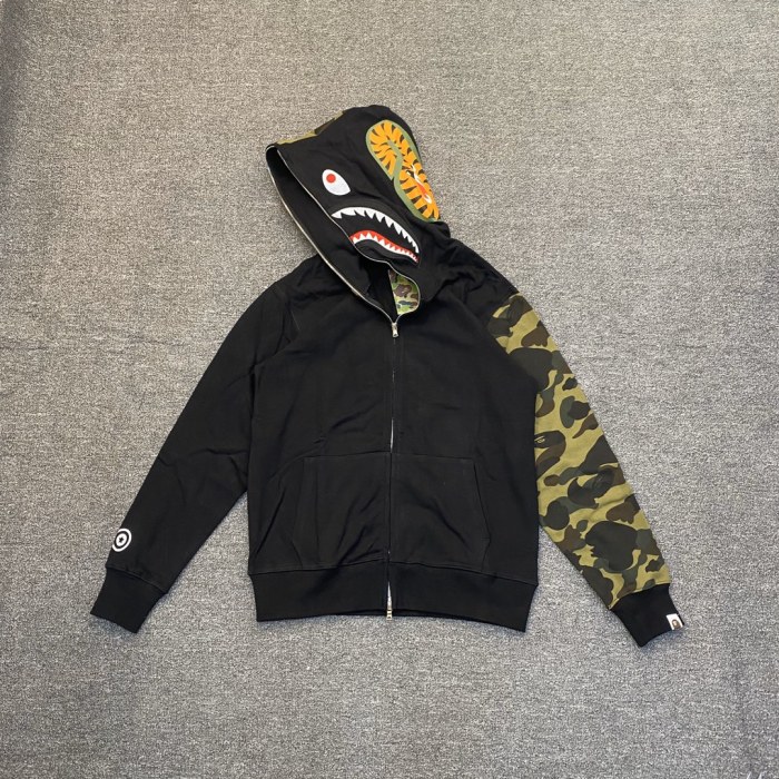 A Bathing Ape Bape 1:1 quality version Shark Spliced Camouflage WGM Logo Zip Couple Hoodie 2 colors 29530948