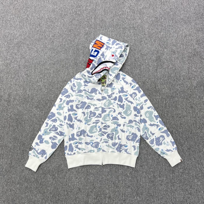 A Bathing Ape Bape 1:1 quality version Star Camouflage Shark Hood Zip Couple Hoodie 2 colors 29530910