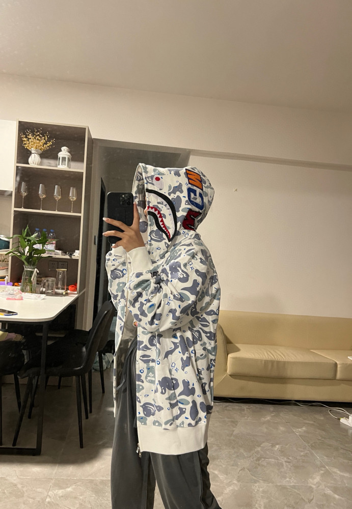 A Bathing Ape Bape 1:1 quality version Star Camouflage Shark Hood Zip Couple Hoodie 2 colors 29530910