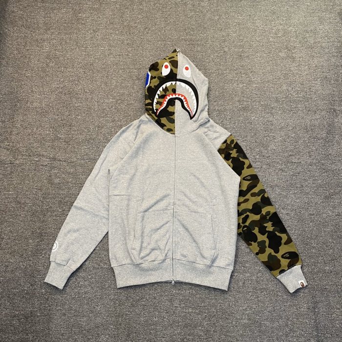 A Bathing Ape Bape 1:1 quality version Shark Spliced Camouflage WGM Logo Zip Couple Hoodie 2 colors 29530948