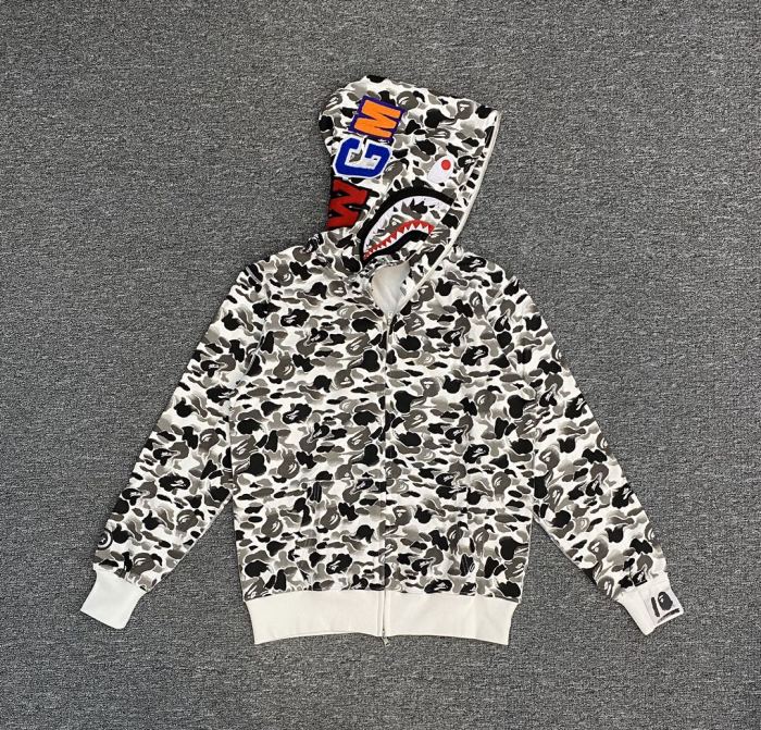 A Bathing Ape Bape 1:1 quality version Ink Wash Camouflage Shark Zip Up Couple Hoodie 29530919