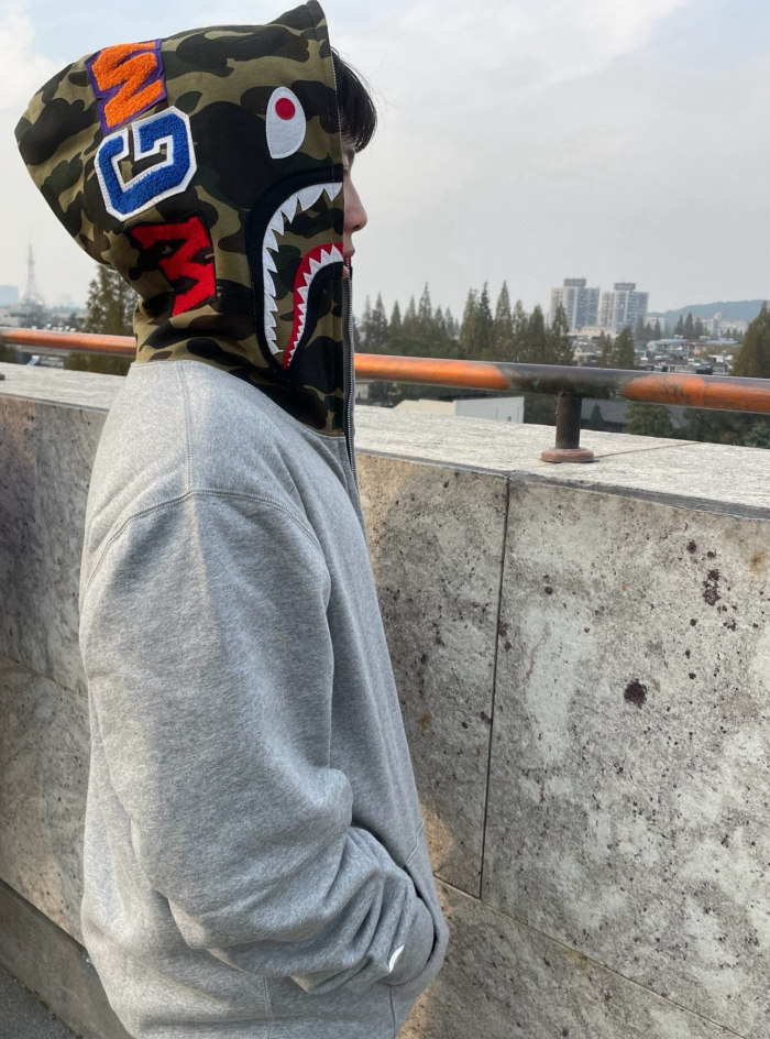 A Bathing Ape Bape 1:1 quality version Shark Spliced Camouflage WGM Logo Zip Couple Hoodie 2 colors 29530948