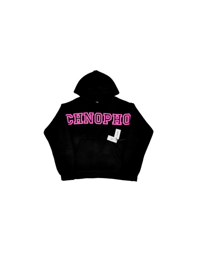 Sp5der Chest Pink CHNOPHO Varsity Letter Sleeve 555A Vertical Letter Hoodie 29530615