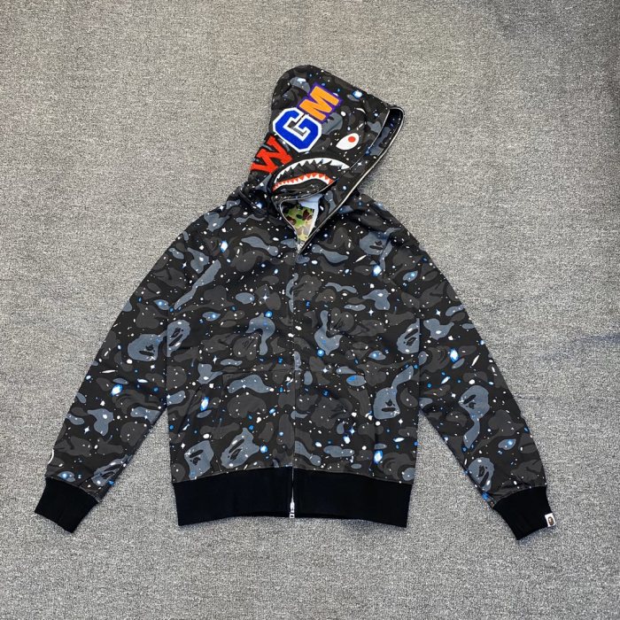 A Bathing Ape Bape 1:1 quality version Star Camouflage Shark Hood Zip Couple Hoodie 2 colors 29530910