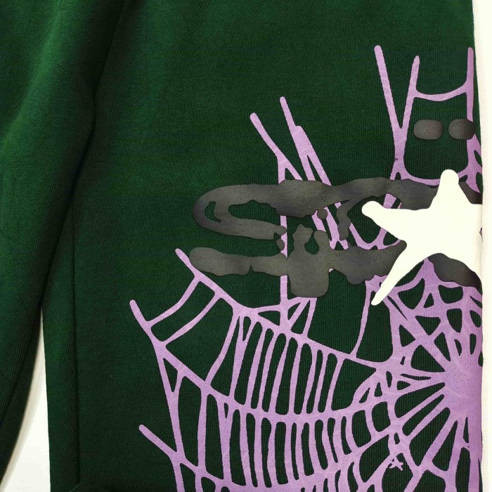 Sp5der [Big & Tall for weights up to 220 lbs]1:1 quality version Purple Spider Web Hat Small Star Hoodie & Pants Set 29533036