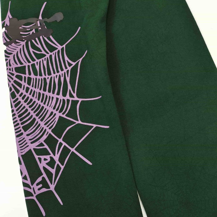 Sp5der [Big & Tall for weights up to 220 lbs]1:1 quality version Purple Spider Web Hat Small Star Hoodie & Pants Set 29533036