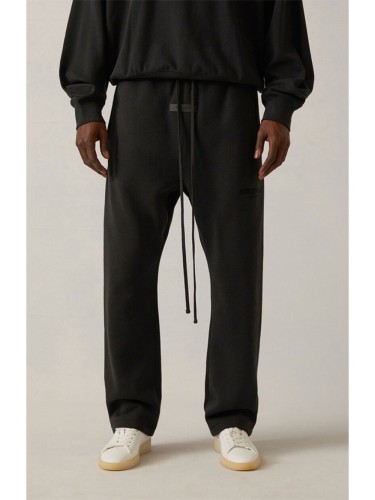 [50% Off]Fear Of God (Essentials) [Big & Tall for weights up to 220 lbs]1:1 quality version Black Flocked Letter Straight-Leg Sweatpants 3 colors 28491688