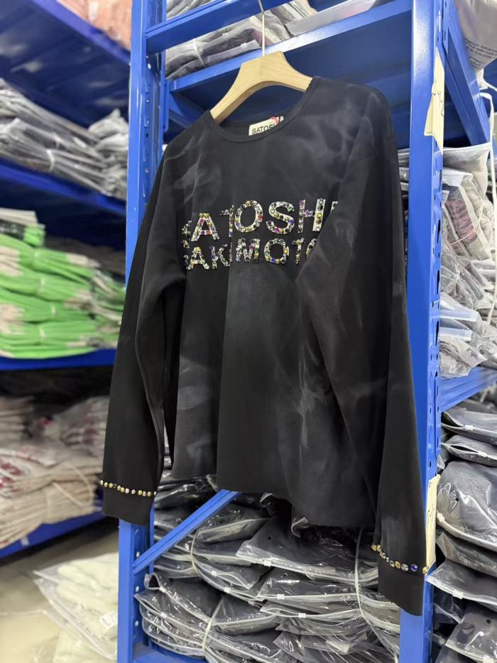 Satoshi Nakamoto Wax Wash Color Beaded Waffle Crewneck Long Sleeve Tee 29532878