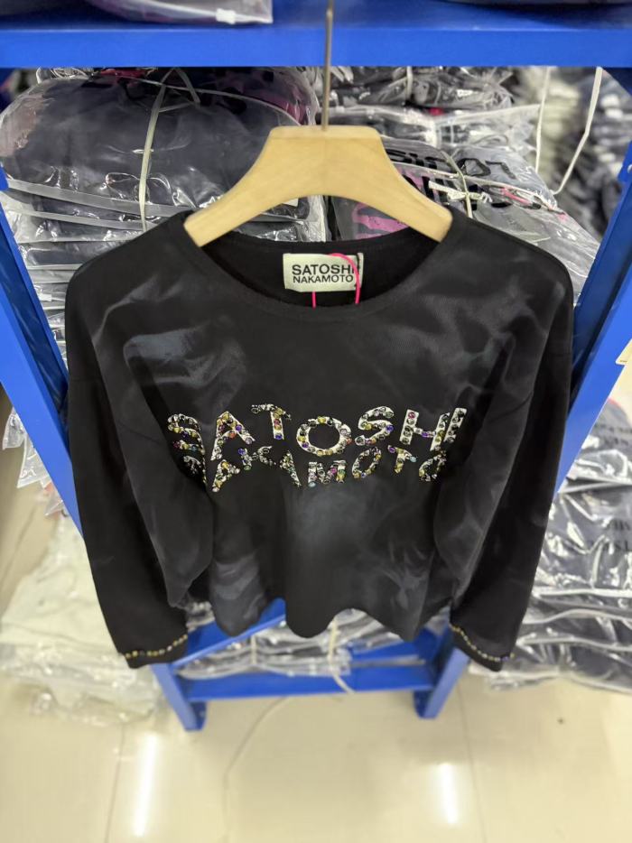 Satoshi Nakamoto Wax Wash Color Beaded Waffle Crewneck Long Sleeve Tee 29532878