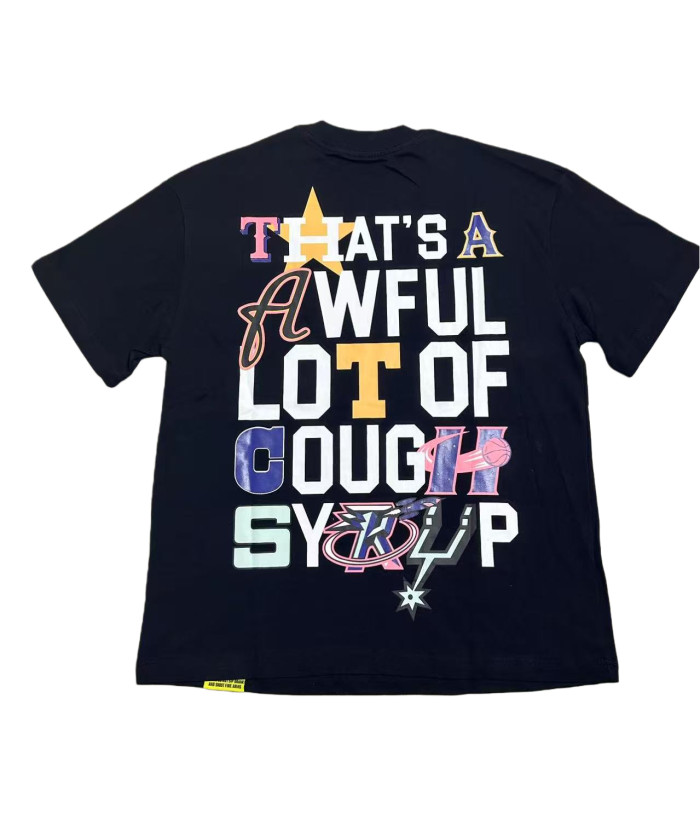 [50% Off]Cough Syrup Colorful Cartoon Alphabet Print Tee 2 colors 28499596