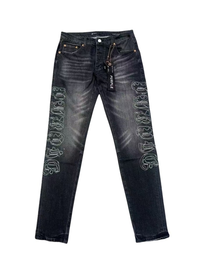 [50% Off]Purple Brand 1:1 quality version Line Embroidery Art Word Jeans 28648678