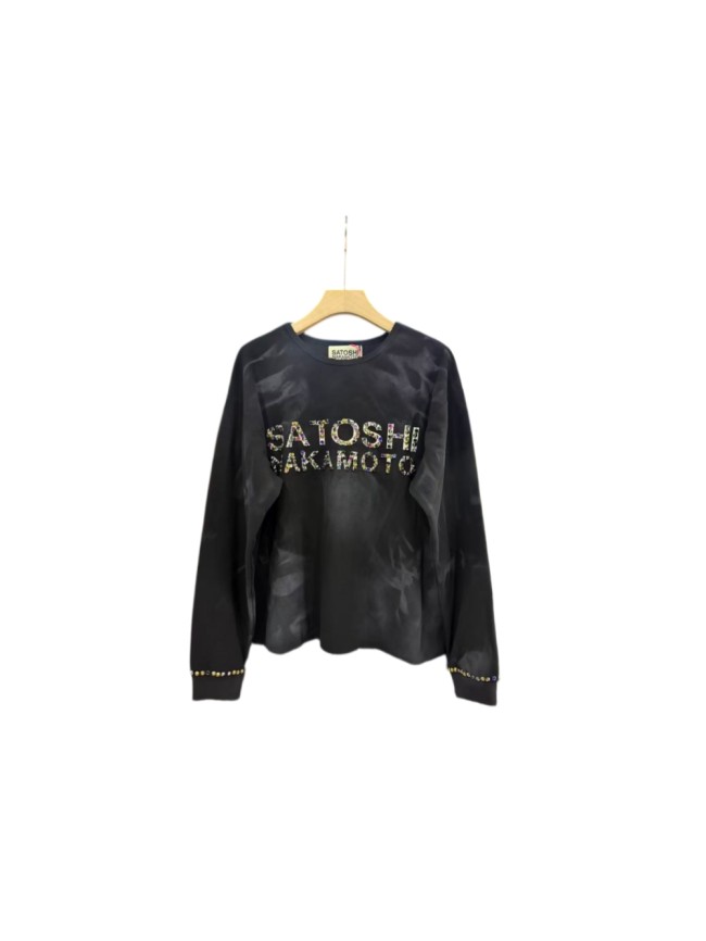 Satoshi Nakamoto Wax Wash Color Beaded Waffle Crewneck Long Sleeve Tee 29532878