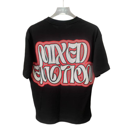 [50% Off]Mixed Emotion Rhinestone Letter Print Tee 28572181