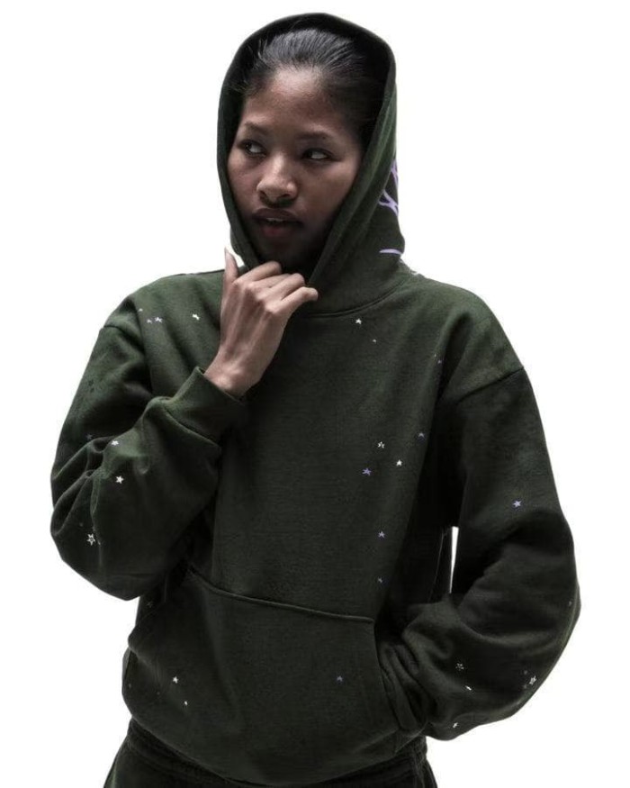 Sp5der [Big & Tall for weights up to 220 lbs]1:1 quality version Purple Spider Web Hat Small Star Hoodie & Pants Set 29533036