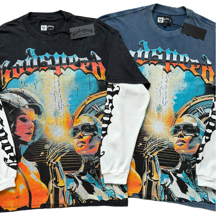 [50% Off]Godspeed Robot Printed Washed Version Long Sleeve T-Shirt 3 colors 28452119