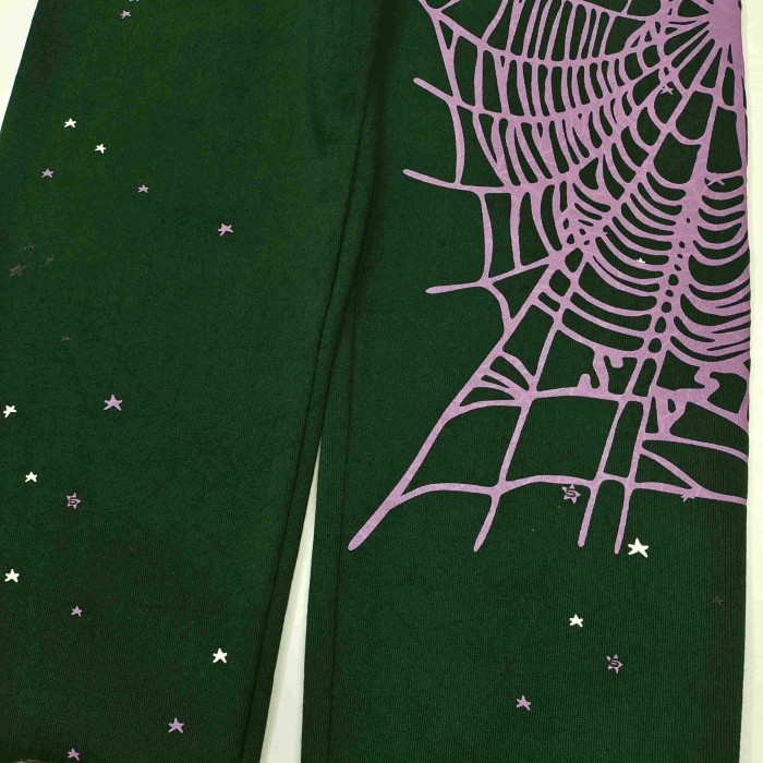 Sp5der [Big & Tall for weights up to 220 lbs]1:1 quality version Purple Spider Web Hat Small Star Hoodie & Pants Set 29533036