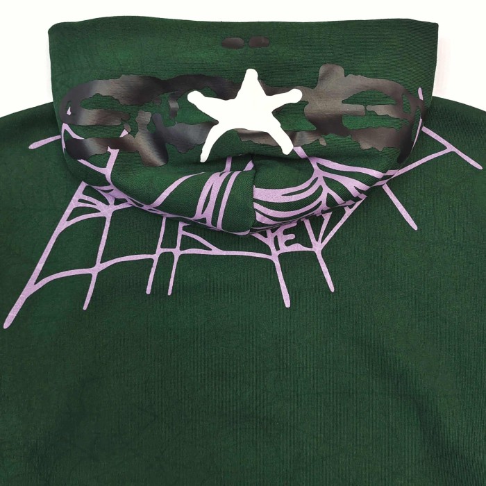 Sp5der [Big & Tall for weights up to 220 lbs]1:1 quality version Purple Spider Web Hat Small Star Hoodie & Pants Set 29533036