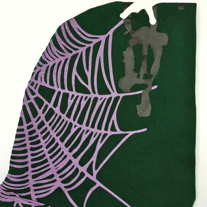 Sp5der [Big & Tall for weights up to 220 lbs]1:1 quality version Purple Spider Web Hat Small Star Hoodie & Pants Set 29533036
