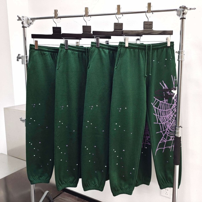Sp5der [Big & Tall for weights up to 220 lbs]1:1 quality version Purple Spider Web Hat Small Star Hoodie & Pants Set 29533036