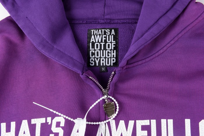 [50% Off]Cough Syrup Cracked Letter Print Washed Version Hoodie & Pants Set 2 colors 28688378