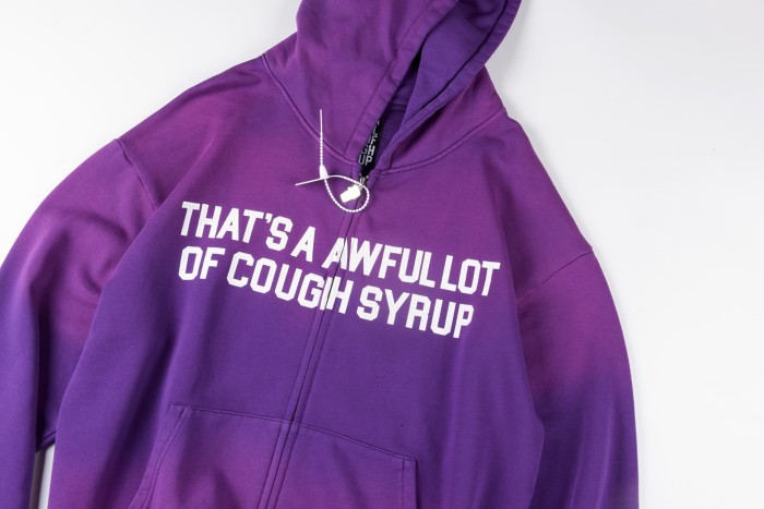 [50% Off]Cough Syrup Cracked Letter Print Washed Version Hoodie & Pants Set 2 colors 28688378