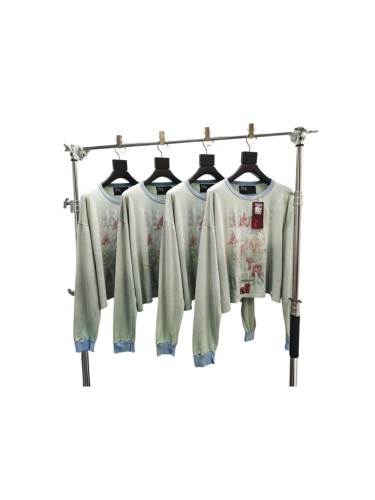 Paly Hollywood [Big & Tall for weights up to 220 lbs]1:1 quality version Triangle Eye Hot Drill Mint Green Long Sleeve Tee 29533029