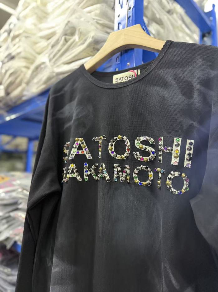 Satoshi Nakamoto Wax Wash Color Beaded Waffle Crewneck Long Sleeve Tee 29532878