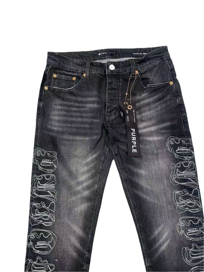 [50% Off]Purple Brand 1:1 quality version Line Embroidery Art Word Jeans 28648678