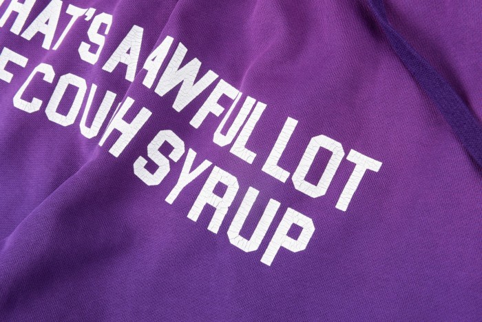 [50% Off]Cough Syrup Cracked Letter Print Washed Version Hoodie & Pants Set 2 colors 28688378