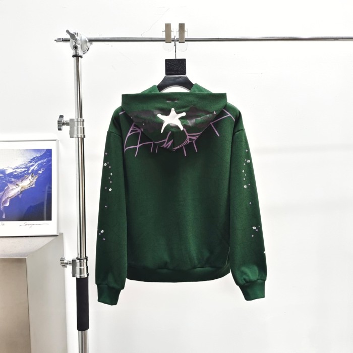 Sp5der [Big & Tall for weights up to 220 lbs]1:1 quality version Purple Spider Web Hat Small Star Hoodie & Pants Set 29533036