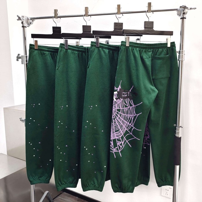 Sp5der [Big & Tall for weights up to 220 lbs]1:1 quality version Purple Spider Web Hat Small Star Hoodie & Pants Set 29533036