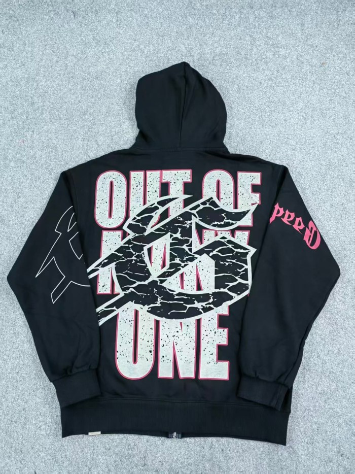 Godspeed Gothic Rivet Letter Cyborg Skull Back Cracked G Oversized Full Zip Hoodie 29525000