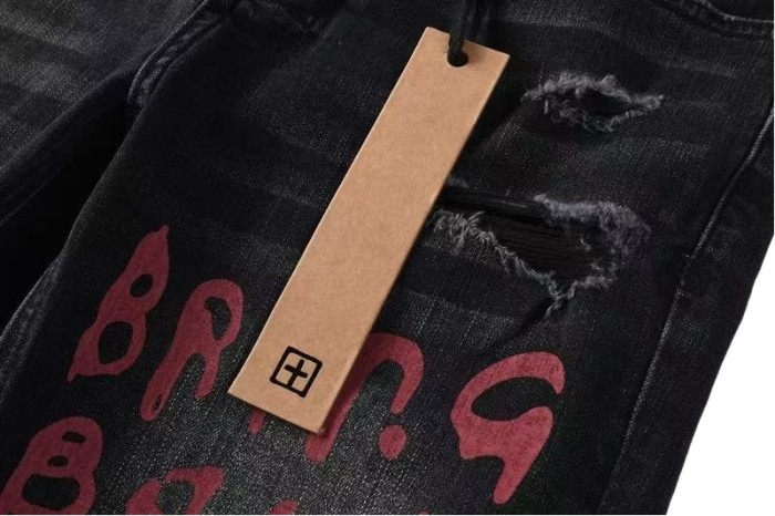 [50% Off]Ksubi 1:1 quality version Red Letter Embroidery Hole Jeans 28700618