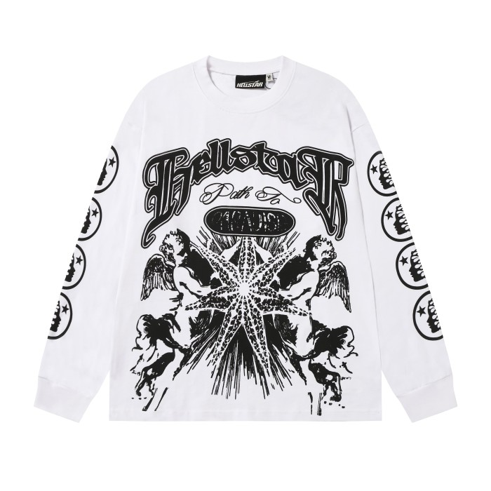 [50% Off]Hellstar Studio Seven-point Star Angel Print Long Sleeve T-Shirt 2 colors 28704408